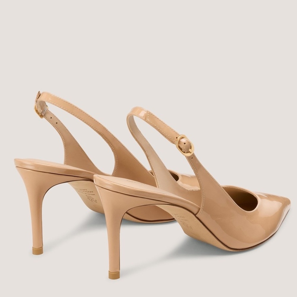 STUART WEITZMAN STUART POWER SLINGBACK PUMP 75 Patent Leather EU 39.5 US 9 Nude - Picture 2 of 9
